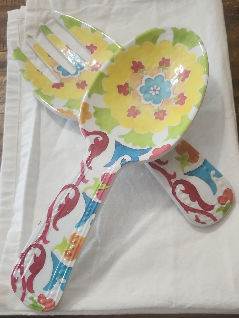 Tommy Bahama Floral Salad Fork & Spoon Set